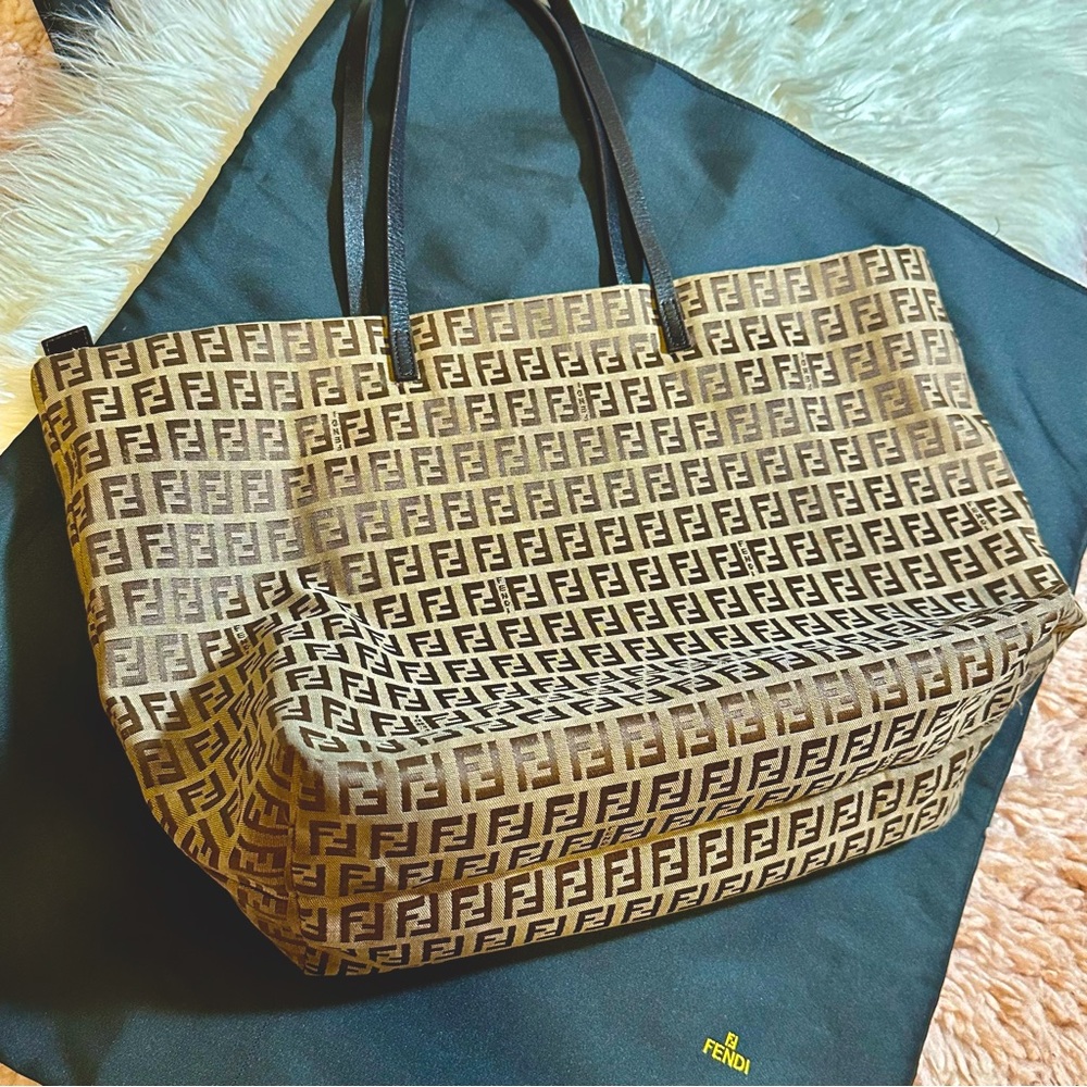 Fendi Roll Tote Zucca Coated Canvas Purse